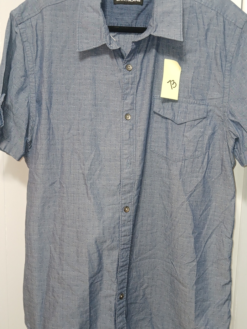 Men's Blue Short-Sleeve Button-Up Shirt